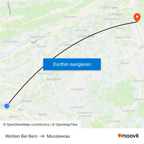Wohlen Bei Bern to Moosleerau map