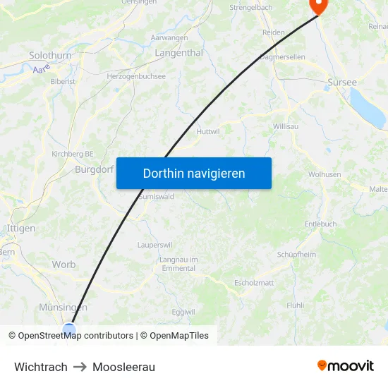Wichtrach to Moosleerau map