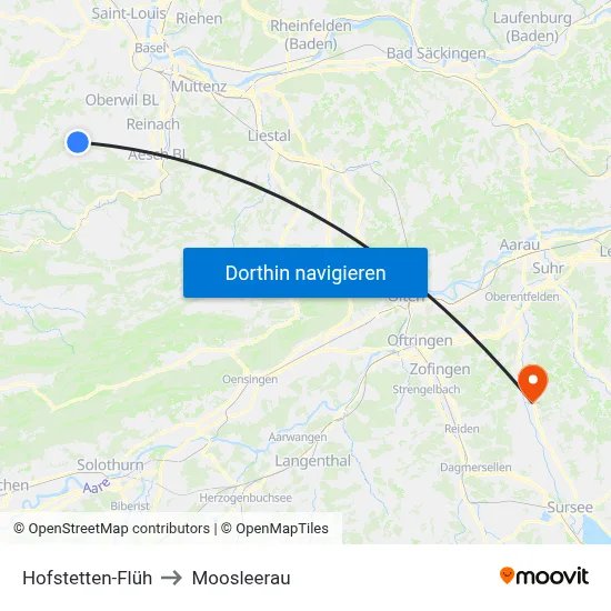 Hofstetten-Flüh to Moosleerau map