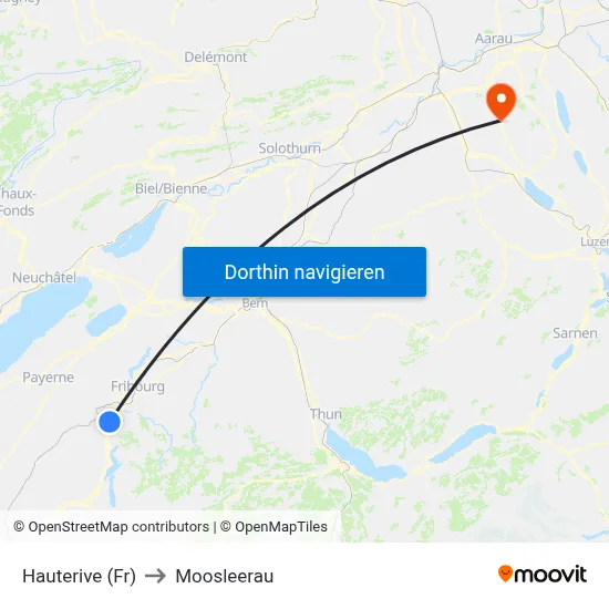 Hauterive (Fr) to Moosleerau map