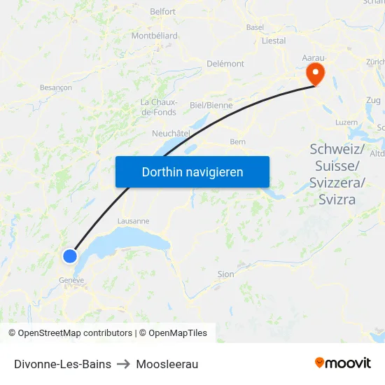 Divonne-Les-Bains to Moosleerau map