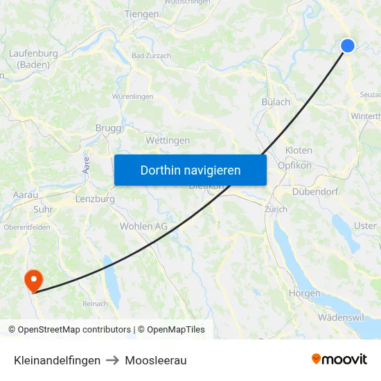Kleinandelfingen to Moosleerau map
