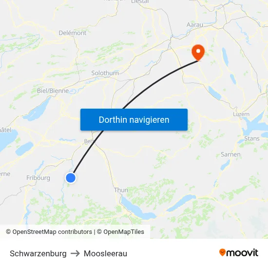 Schwarzenburg to Moosleerau map