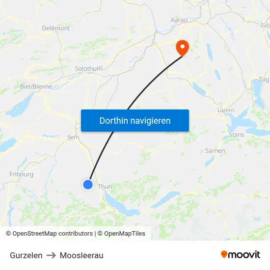 Gurzelen to Moosleerau map