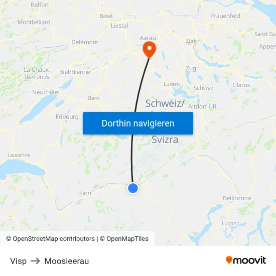 Visp to Moosleerau map