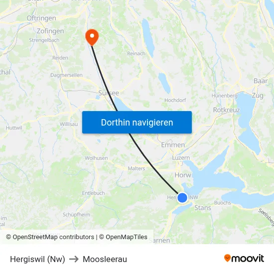 Hergiswil (Nw) to Moosleerau map