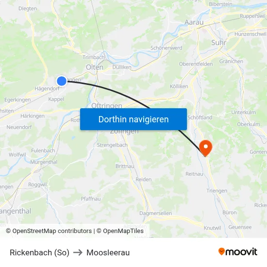 Rickenbach (So) to Moosleerau map