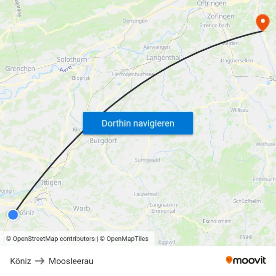 Köniz to Moosleerau map