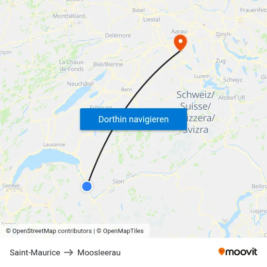 Saint-Maurice to Moosleerau map