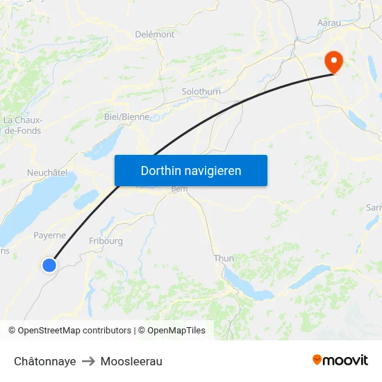 Châtonnaye to Moosleerau map