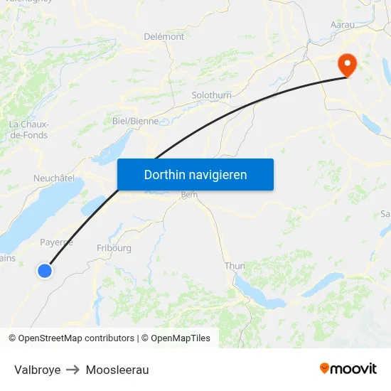 Valbroye to Moosleerau map