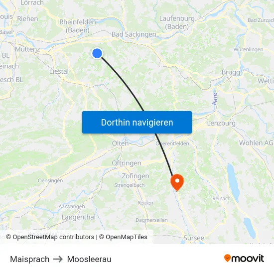 Maisprach to Moosleerau map