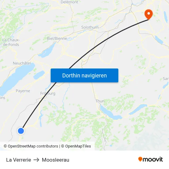 La Verrerie to Moosleerau map