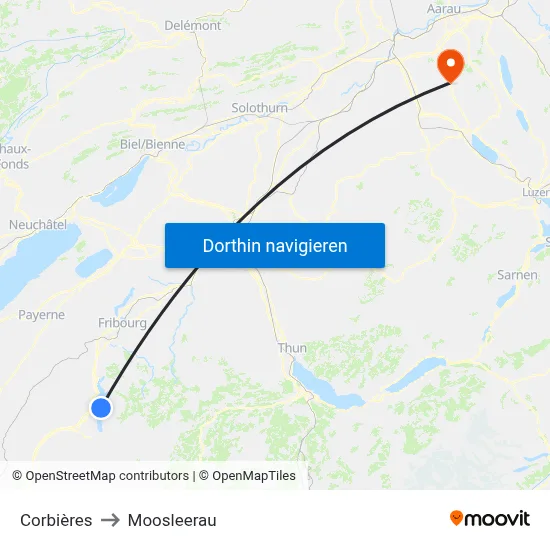 Corbières to Moosleerau map