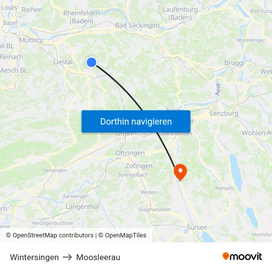 Wintersingen to Moosleerau map