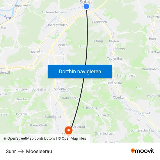 Suhr to Moosleerau map