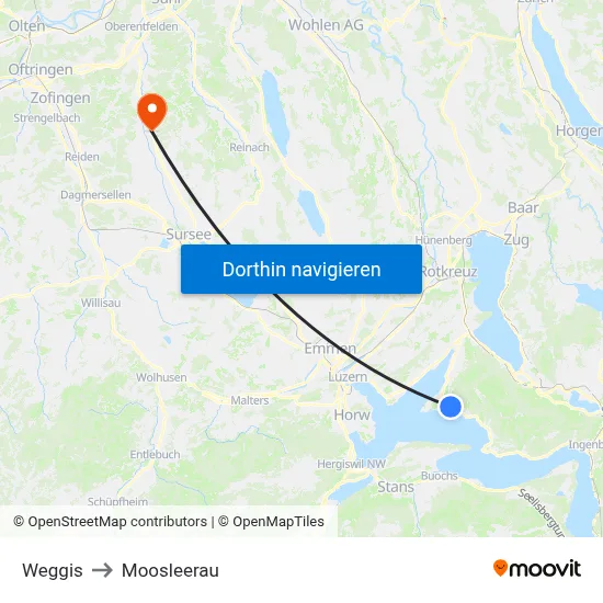 Weggis to Moosleerau map