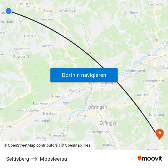 Seltisberg to Moosleerau map