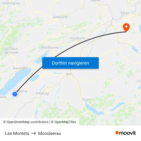 Les Montets to Moosleerau map