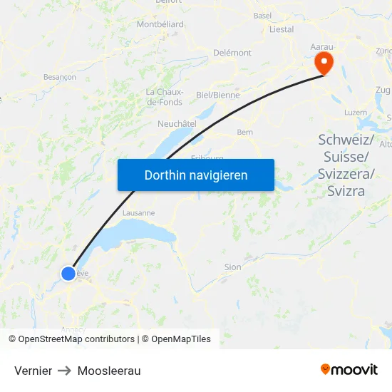 Vernier to Moosleerau map