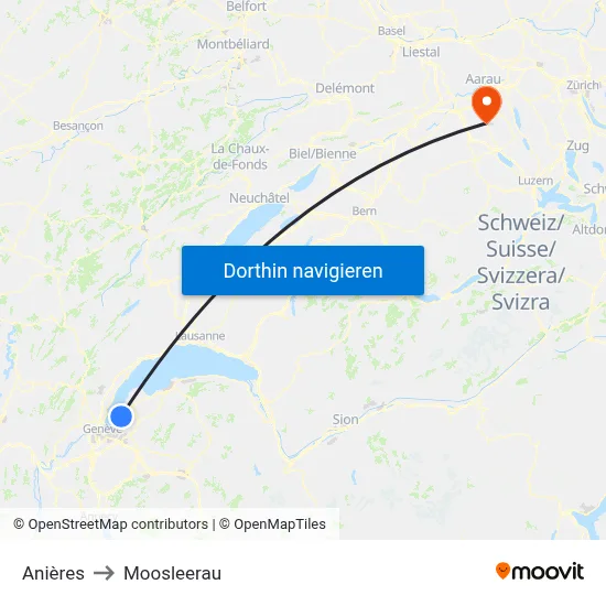 Anières to Moosleerau map