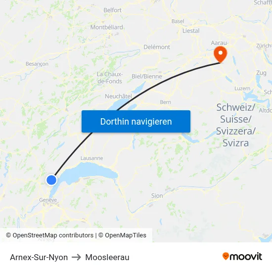 Arnex-Sur-Nyon to Moosleerau map