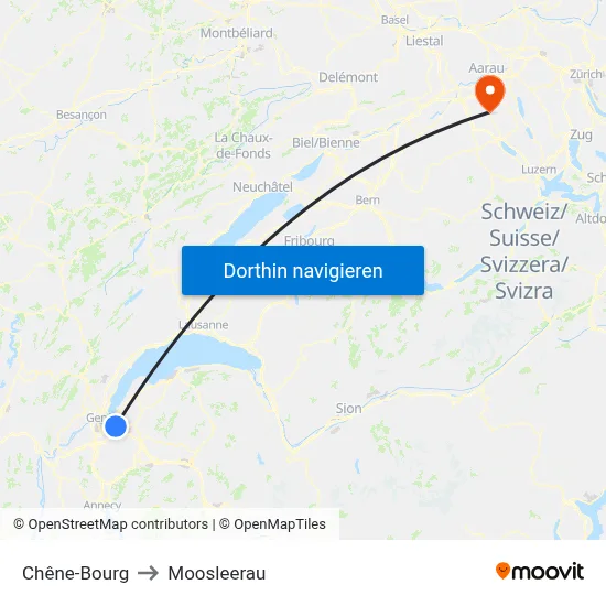 Chêne-Bourg to Moosleerau map