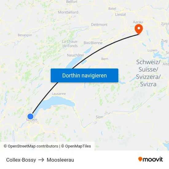Collex-Bossy to Moosleerau map