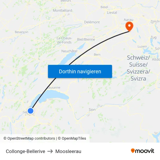 Collonge-Bellerive to Moosleerau map