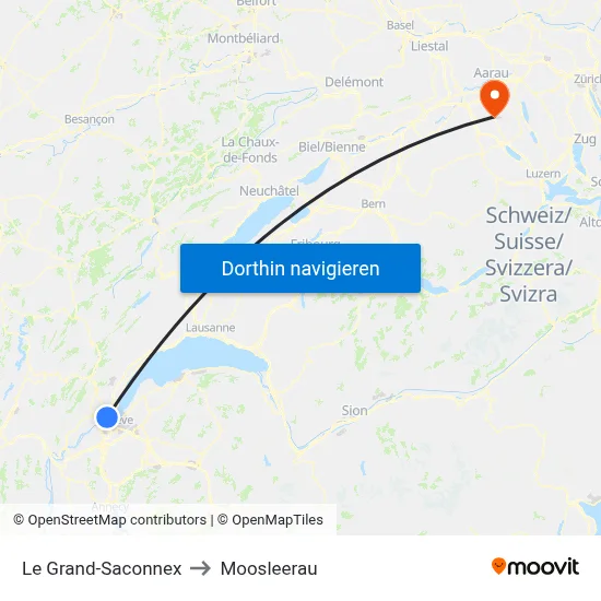 Le Grand-Saconnex to Moosleerau map