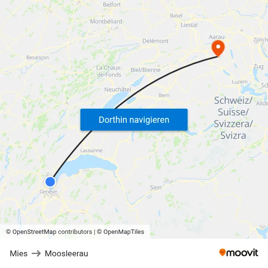 Mies to Moosleerau map