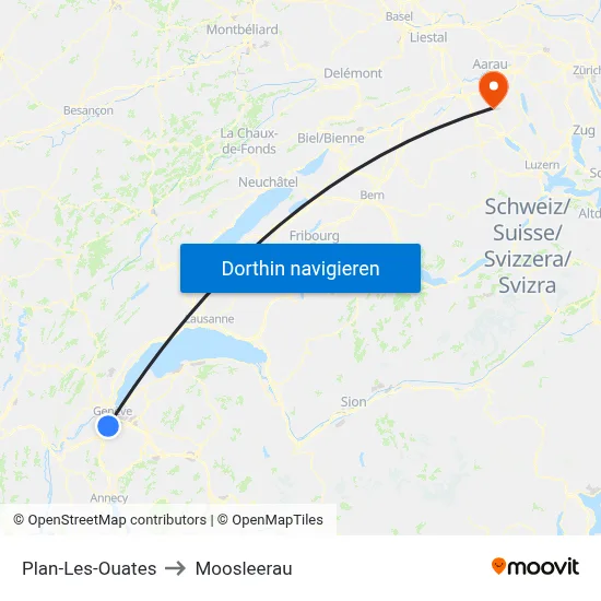 Plan-Les-Ouates to Moosleerau map