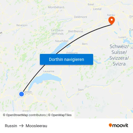Russin to Moosleerau map