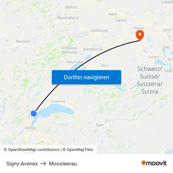 Signy-Avenex to Moosleerau map