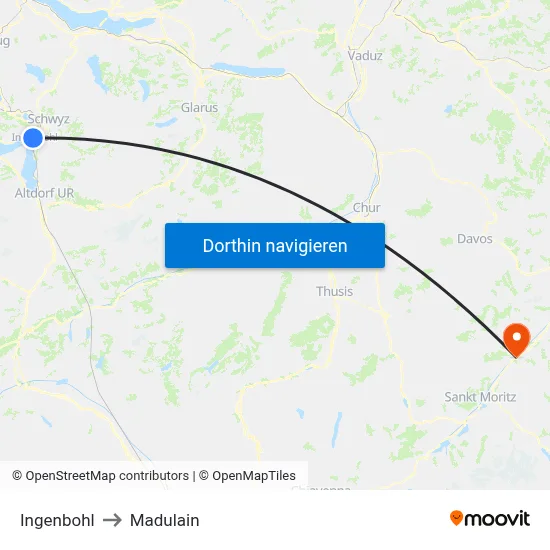 Ingenbohl to Madulain map