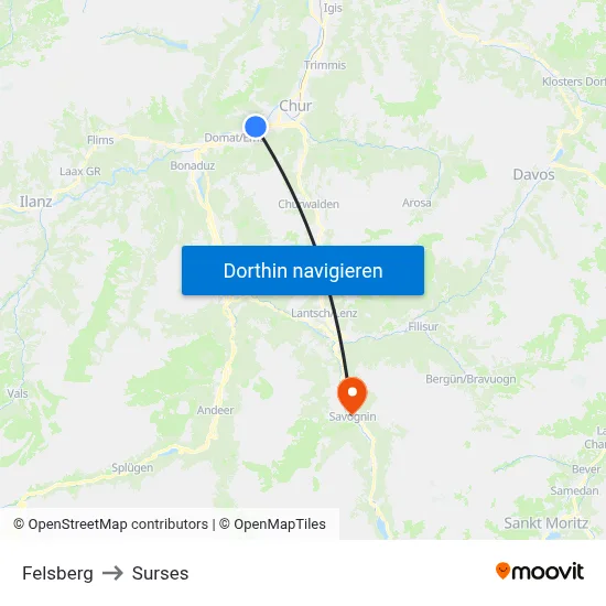 Felsberg to Surses map