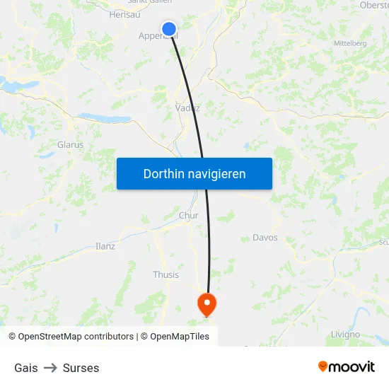 Gais to Surses map