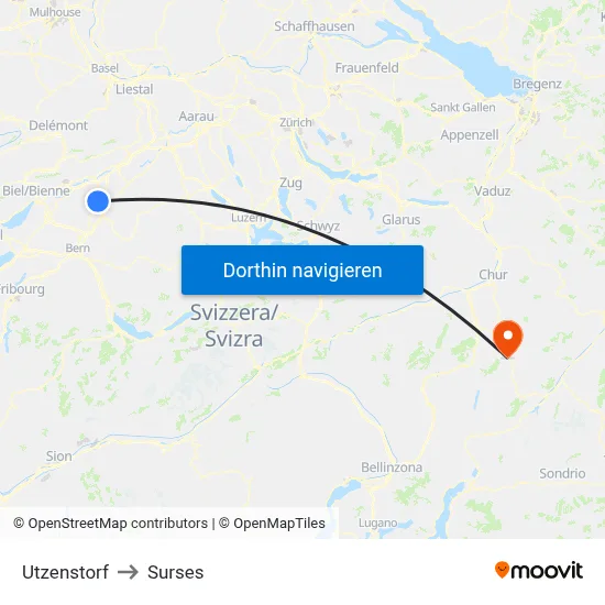 Utzenstorf to Surses map