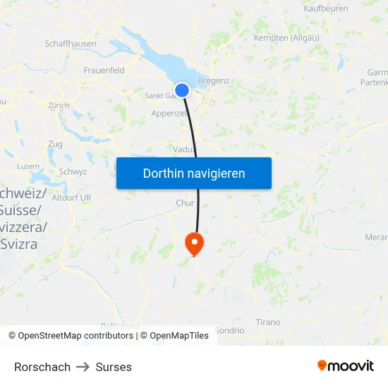 Rorschach to Surses map
