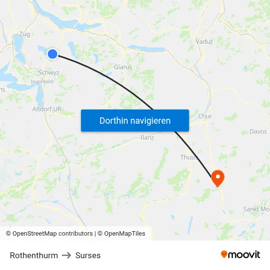 Rothenthurm to Surses map