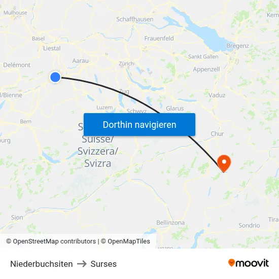 Niederbuchsiten to Surses map