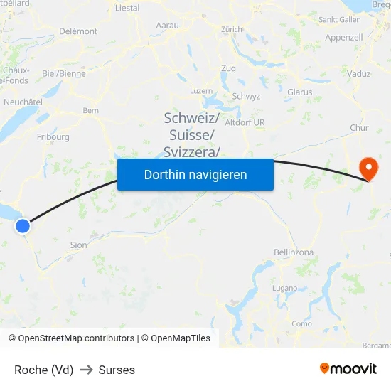 Roche (Vd) to Surses map