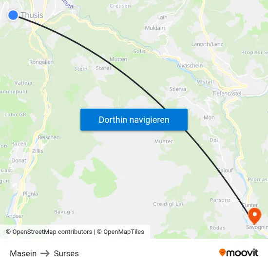 Masein to Surses map