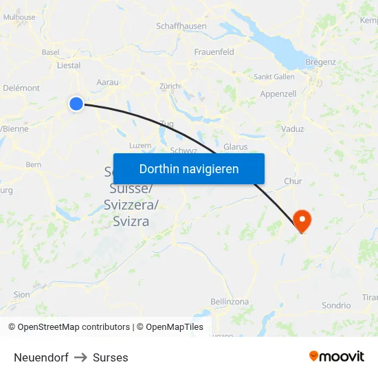 Neuendorf to Surses map
