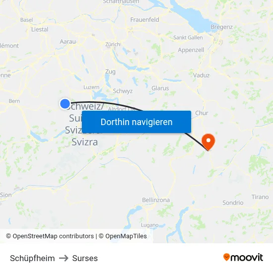 Schüpfheim to Surses map