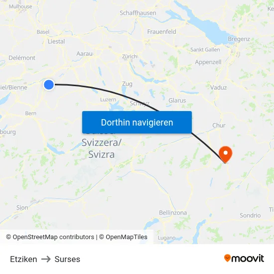 Etziken to Surses map