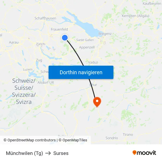 Münchwilen (Tg) to Surses map