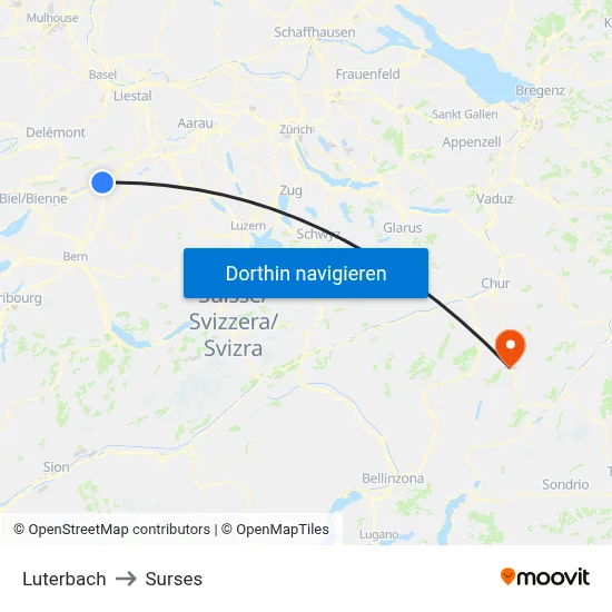 Luterbach to Surses map