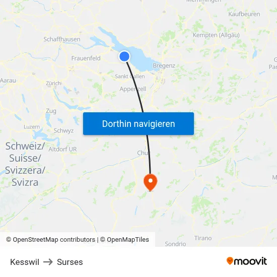 Kesswil to Surses map