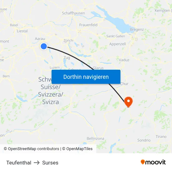 Teufenthal to Surses map